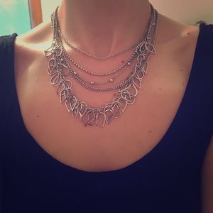 Trendy layered silver necklace